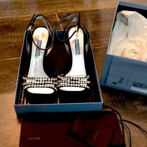 Prada Jeweled Ankle Strap Sandals
